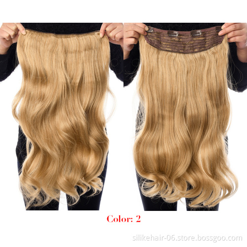 4 Clips one Piece 19 Colors Available Silike 190g 24 inch Stretched Wavy Clip in Synthetic Hair Extensions Heat Resistant Fiber